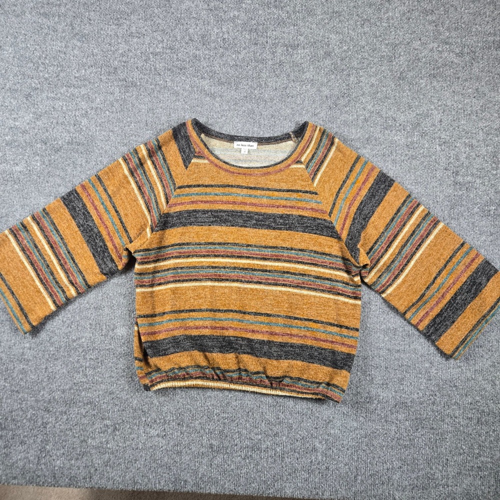 No Less Than Striped Knit Top Womens Medium Mustard Yellow Raglan USA